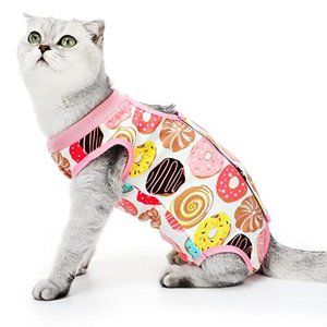3 Piece Cat's Pajamas or Dog Onsie Surgical Recovery Suit Medium